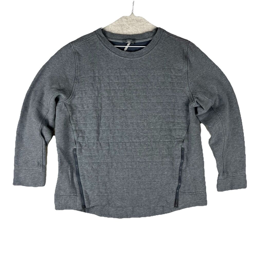 Lululemon Athletica Fleece Be True Crew Neck Quilted Side‎ Zip Sz 12 Gray